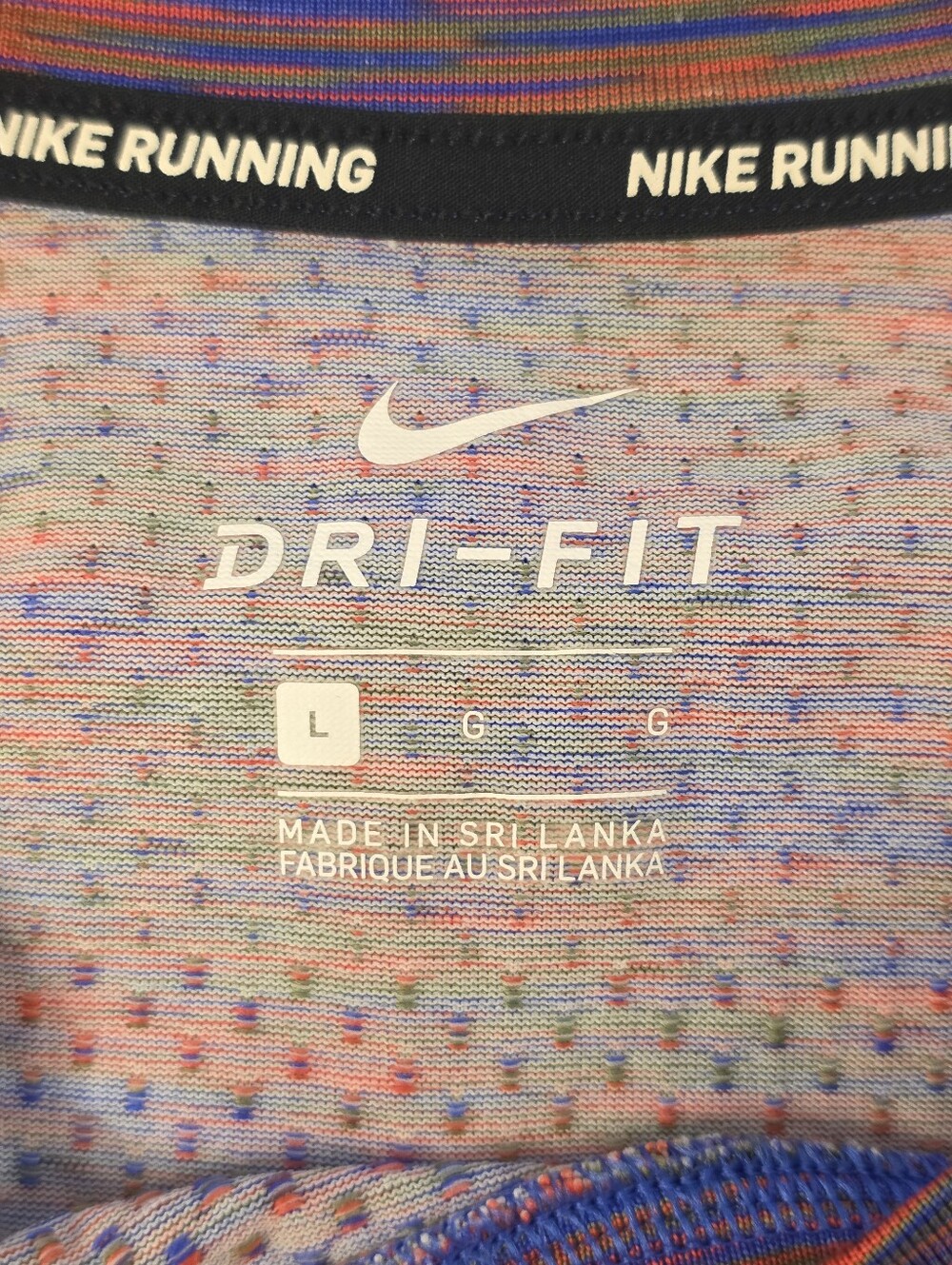 Nike Running Dri-FIT Knit Running Shirt Multicolor Short Sleeve Men L Activewear - Picture 10 of 12